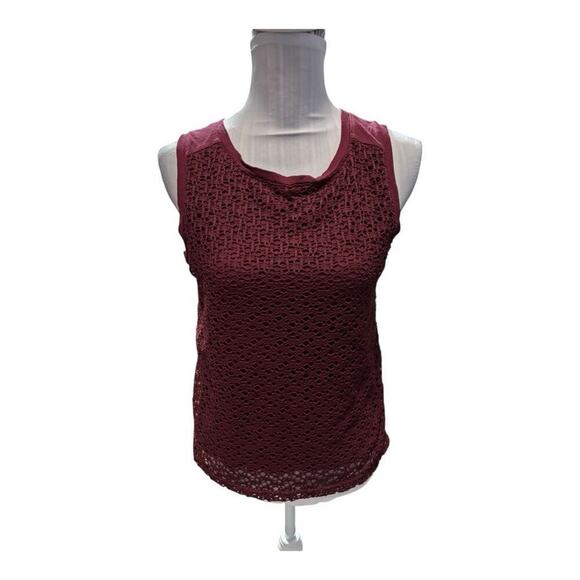 LOFT Outlet Petite Maroon Lace Trim Tank Size SP - Picture 1 of 3